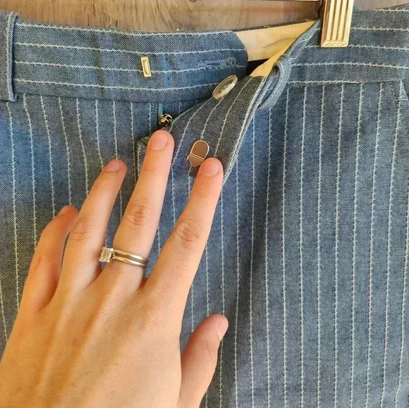 MARC JACOBS Blue Striped Front Slit Mini Skirt Size 4 Womens - Picture 4 of 8